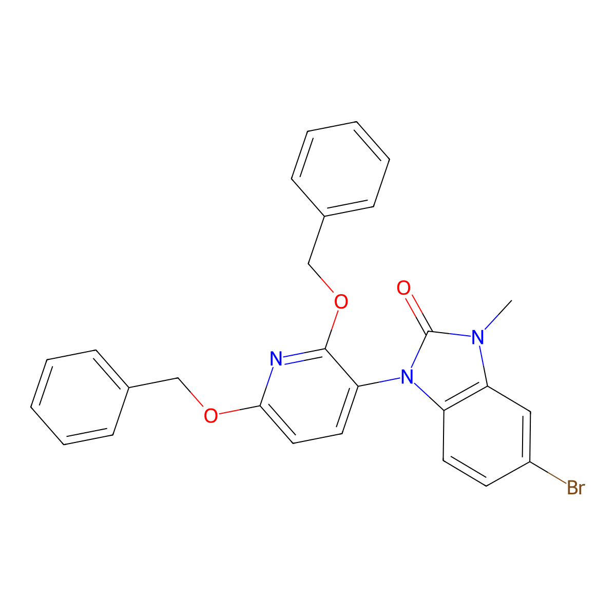 1-(2,6-Bis(benzyloxy)pyridin-3-yl)-5-bromo-3-methyl-1,3-dihydro-2H-benzo[d]imidazol-2-one molecular structure, CAS 2756318-16-6