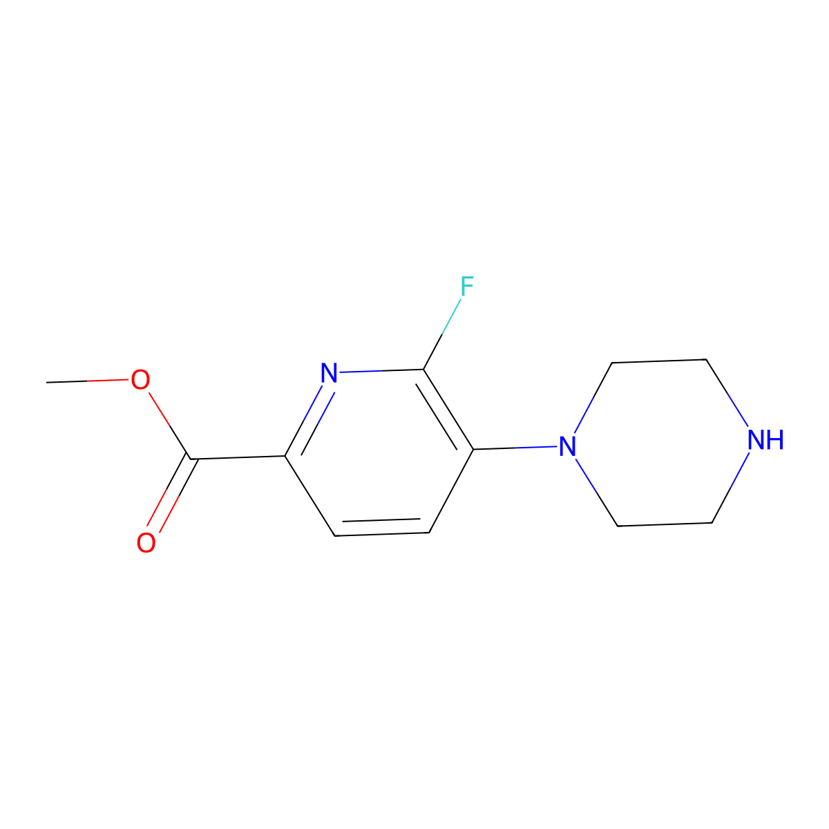 Methyl 6-fluoro-5-(1-piperazinyl)-2-pyridinecarboxylate molecular structure, CAS 2756333-88-5