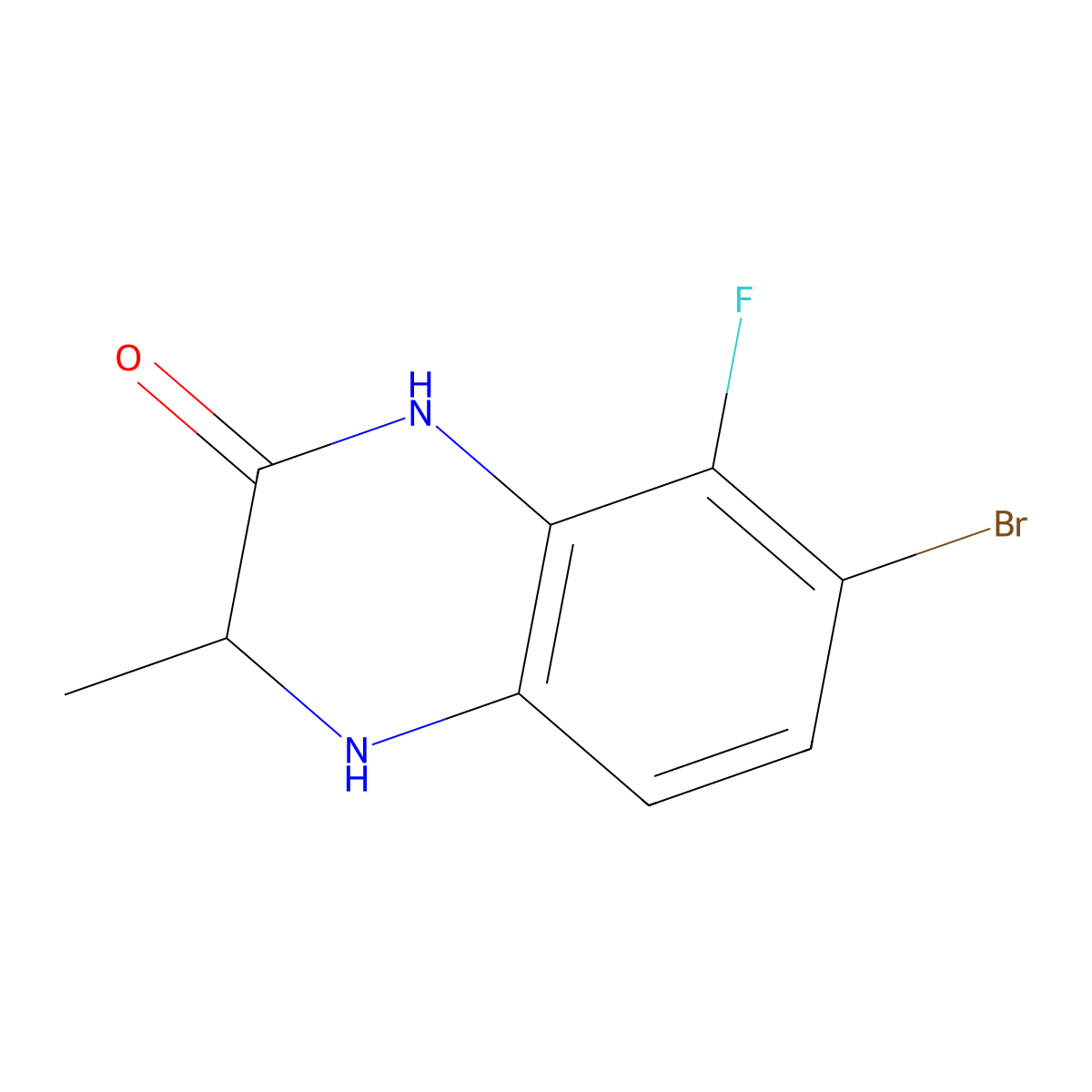 7-bromo-8-fluoro-3-methyl-3,4-dihydroquinoxalin-2(1H)-one molecular structure, CAS 2756334-24-2
