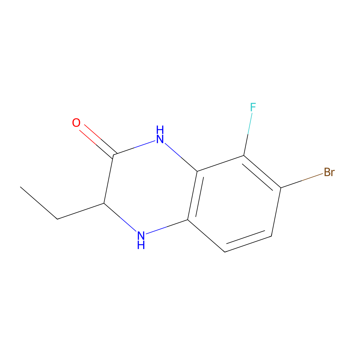 7-Bromo-3-ethyl-8-fluoro-3,4-dihydro-1H-quinoxalin-2-one molecular structure, CAS 2756334-30-0