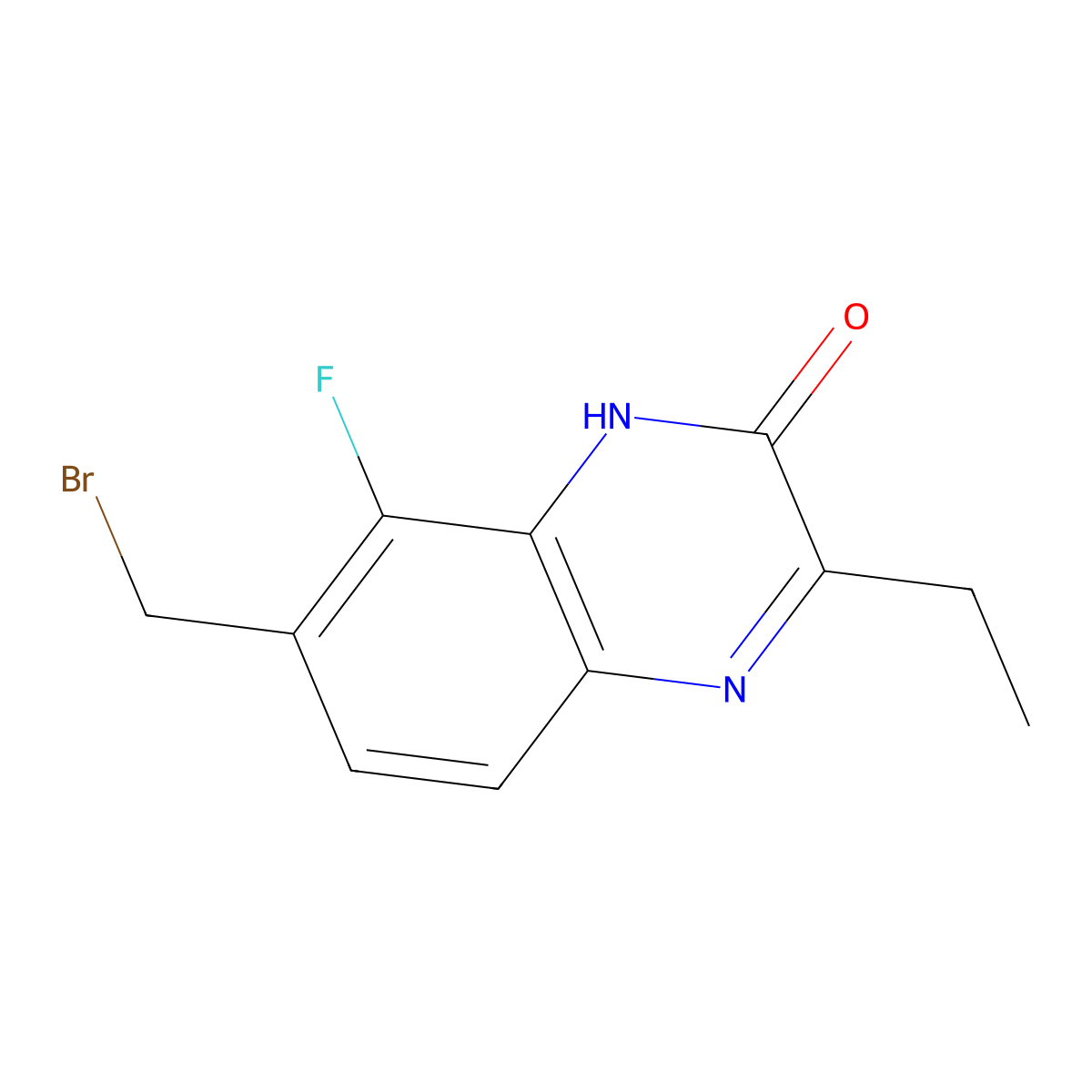 7-(bromomethyl)-3-ethyl-8-fluoro-1H-quinoxalin-2-one molecular structure, CAS 2756334-33-3