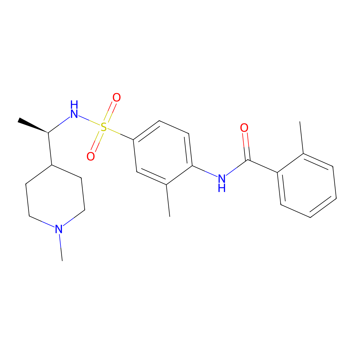 (R)-2-Methyl-N-(2-methyl-4-(N-(1-(1-methylpiperidin-4-yl)ethyl)sulfamoyl)phenyl)benzamide molecular structure, CAS 2756350-91-9
