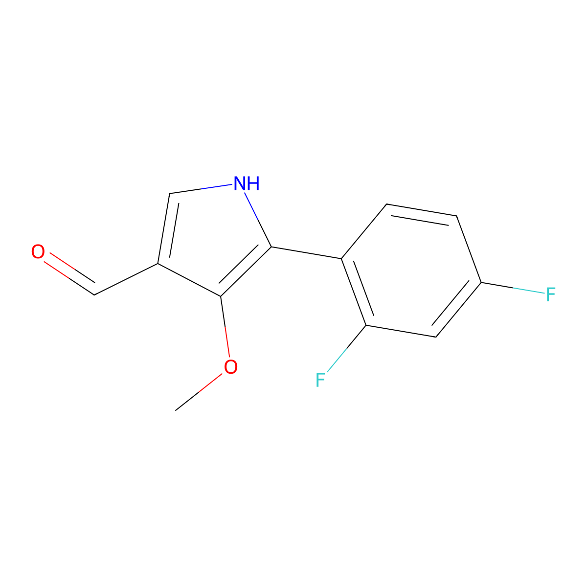 5-(2,4-Difluorophenyl)-4-methoxy-1H-pyrrole-3-carbaldehyde molecular structure, CAS 2756367-38-9