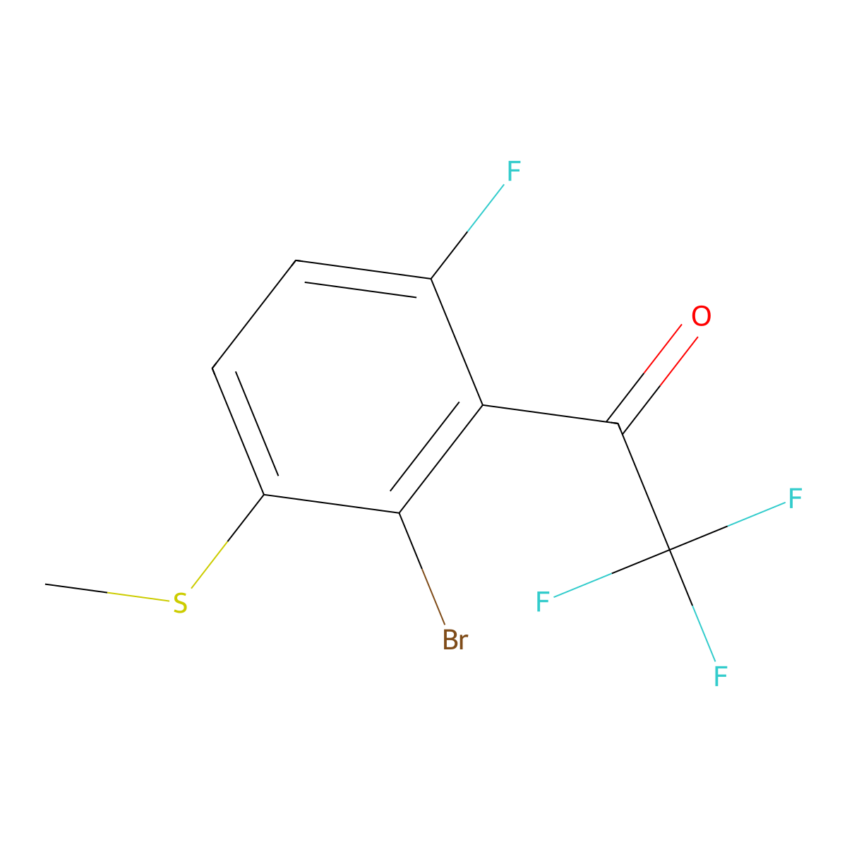 1-(2-Bromo-6-fluoro-3-(methylthio)phenyl)-2,2,2-trifluoroethanone molecular structure, CAS 2756657-16-4