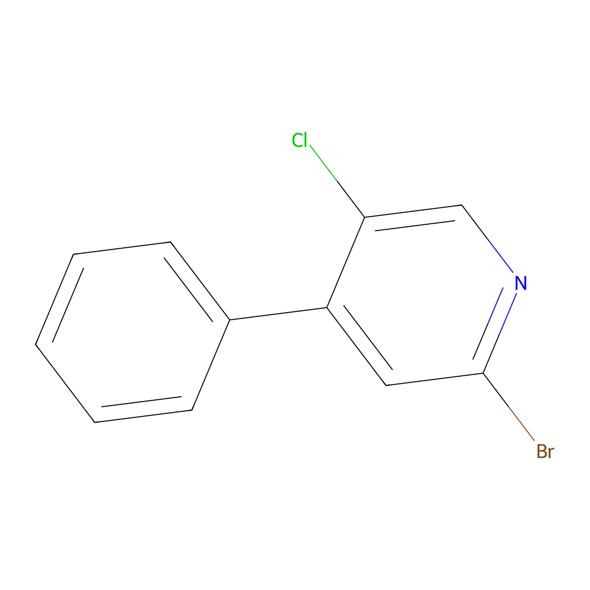 2-Bromo-5-chloro-4-phenylpyridine molecular structure, CAS 2756778-64-8