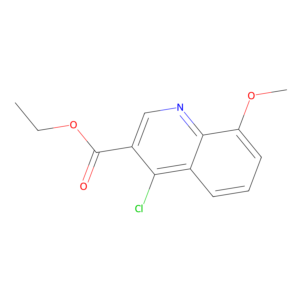 3-Quinolinecarboxylic acid, 4-chloro-8-methoxy-, ethyl ester molecular structure, CAS 27568-05-4