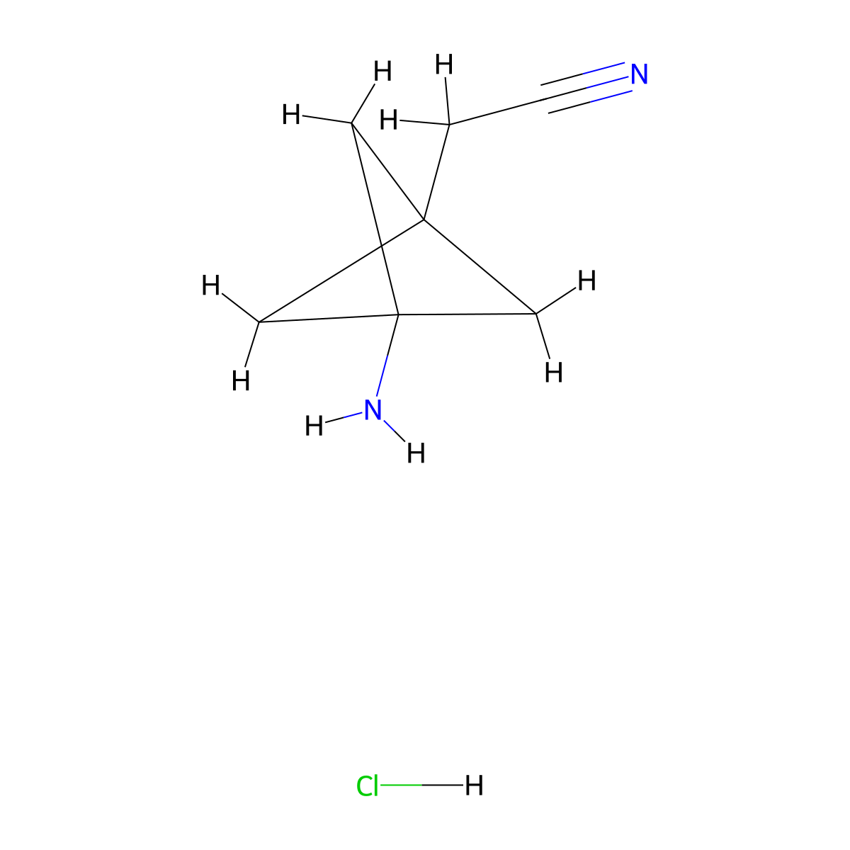 2-(3-Amino-1-bicyclo[1.1.1]pentanyl)acetonitrile;hydrochloride molecular structure, CAS 2756816-04-1