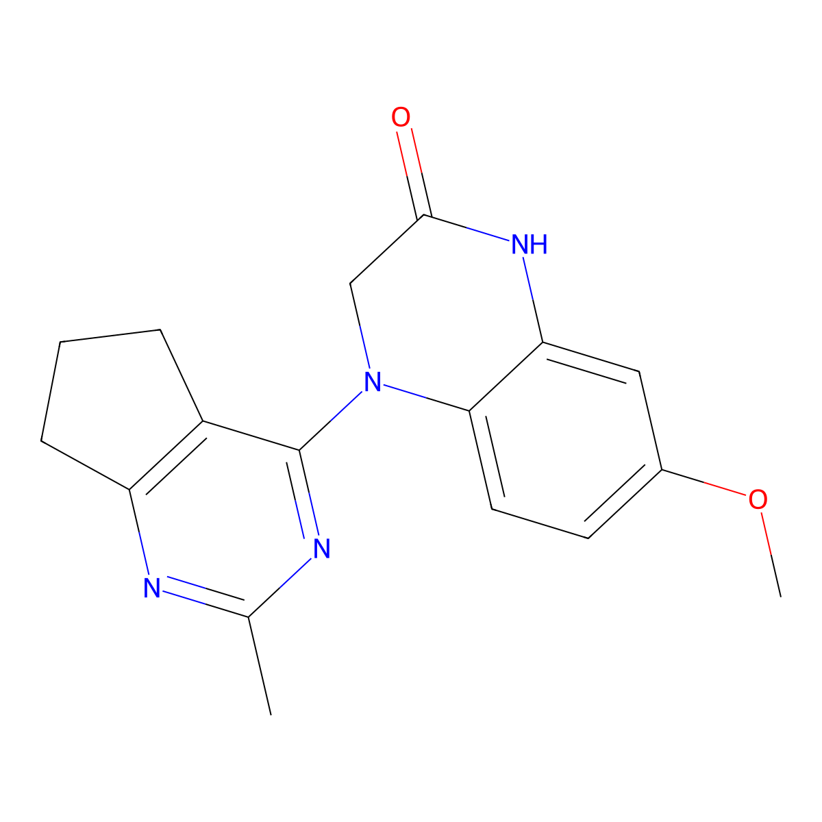 7-methoxy-4-(2-methyl-6,7-dihydro-5H-cyclopenta[d]pyrimidin-4-yl)-3,4-dihydroquinoxalin-2(1H)-one molecular structure, CAS 2756818-39-8