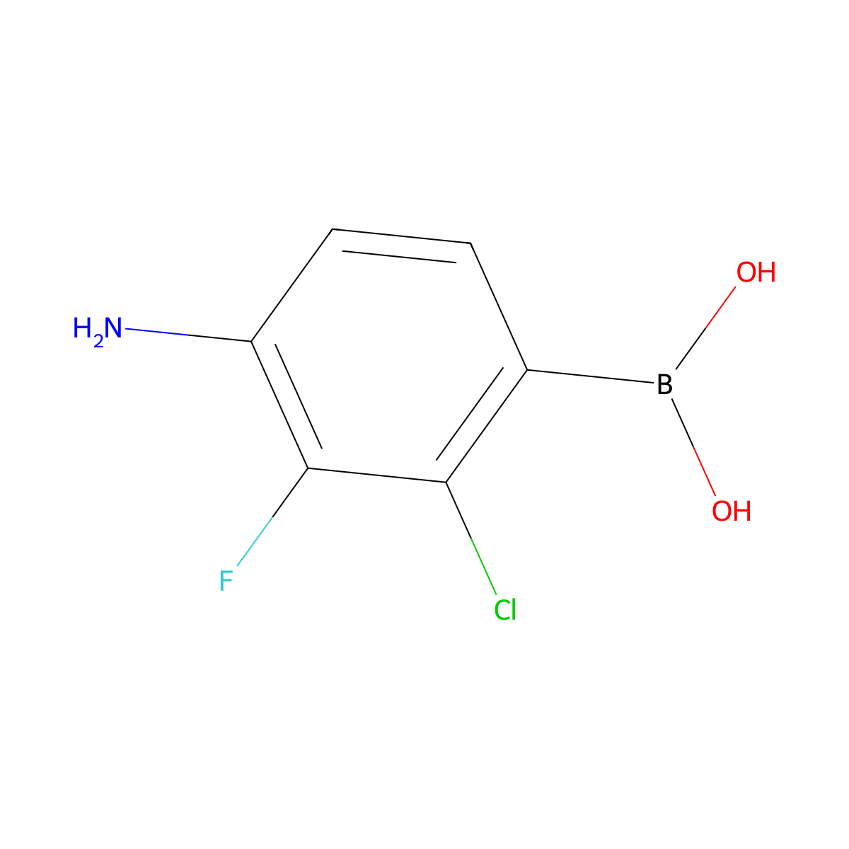 (4-Amino-2-chloro-3-fluorophenyl)boronic acid molecular structure, CAS 2756893-09-9