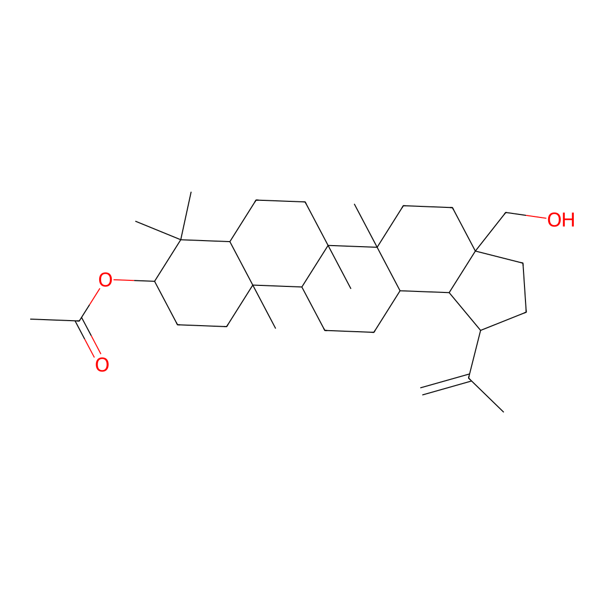 [(1R,3aS,5aR,5bR,7aR,9S,11aR,11bR,13aR,13bR)-3a-(hydroxymethyl)-5a,5b,8,8,11a-pentamethyl-1-prop-1-en-2-yl-1,2,3,4,5,6,7,7a,9,10,11,11b,12,13,13a,13b-hexadecahydrocyclopenta[a]chrysen-9-yl] acetate molecular structure, CAS 27570-20-3