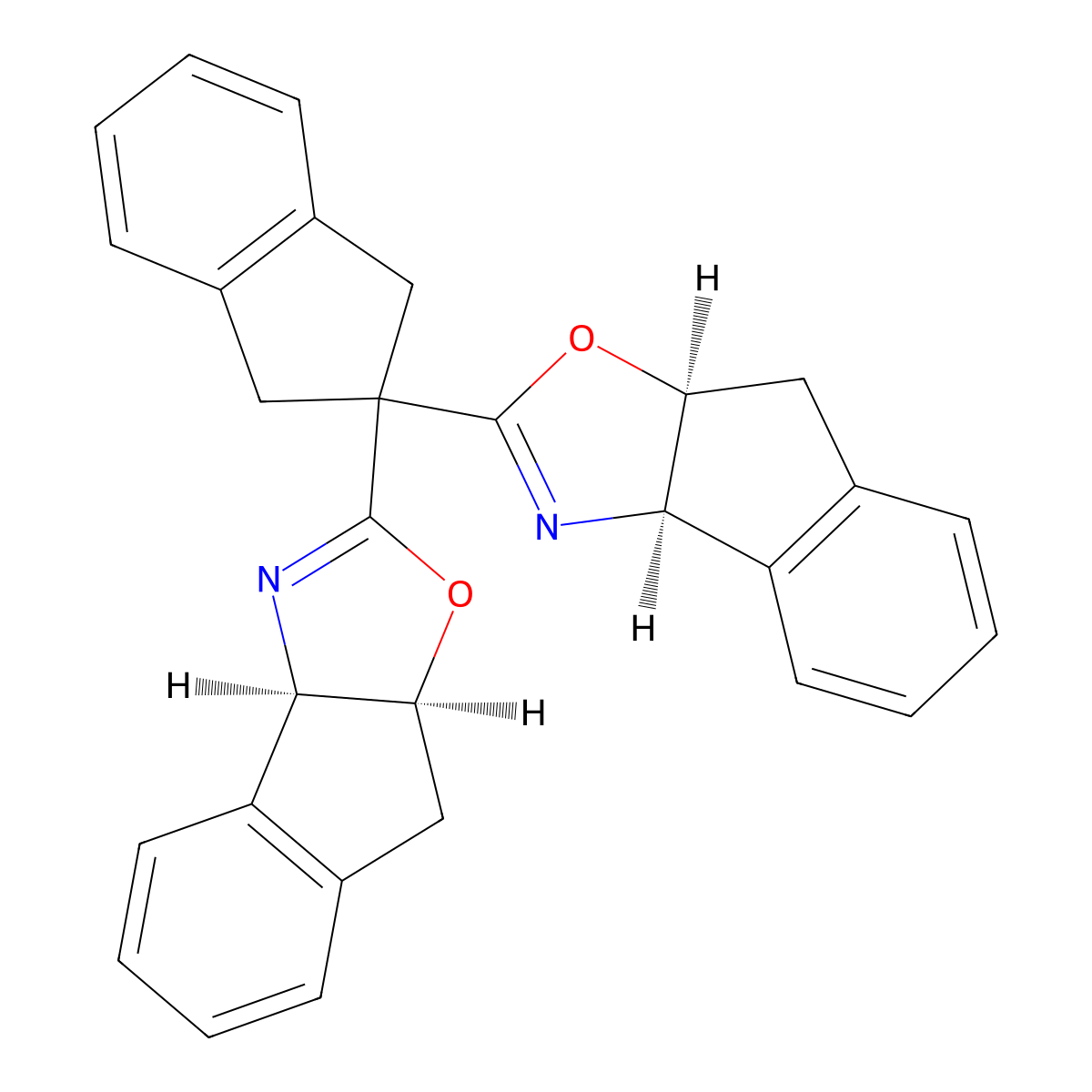 (3aR,3a'R,8aS,8a'S)-2,2'-(2,3-Dihydro-1H-indene-2,2-diyl)bis(3a,8a-dihydro-8H-indeno[1,2-d]oxazole) molecular structure, CAS 2757082-16-7