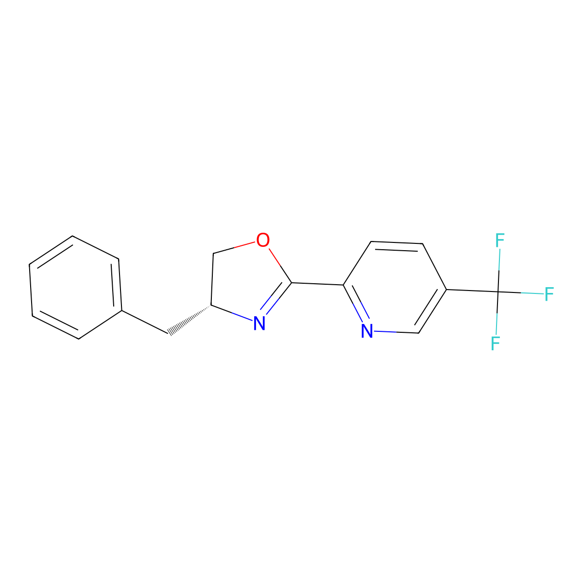 (R)-4-Benzyl-2-(5-(trifluoromethyl)pyridin-2-yl)-4,5-dihydrooxazole molecular structure, CAS 2757082-42-9