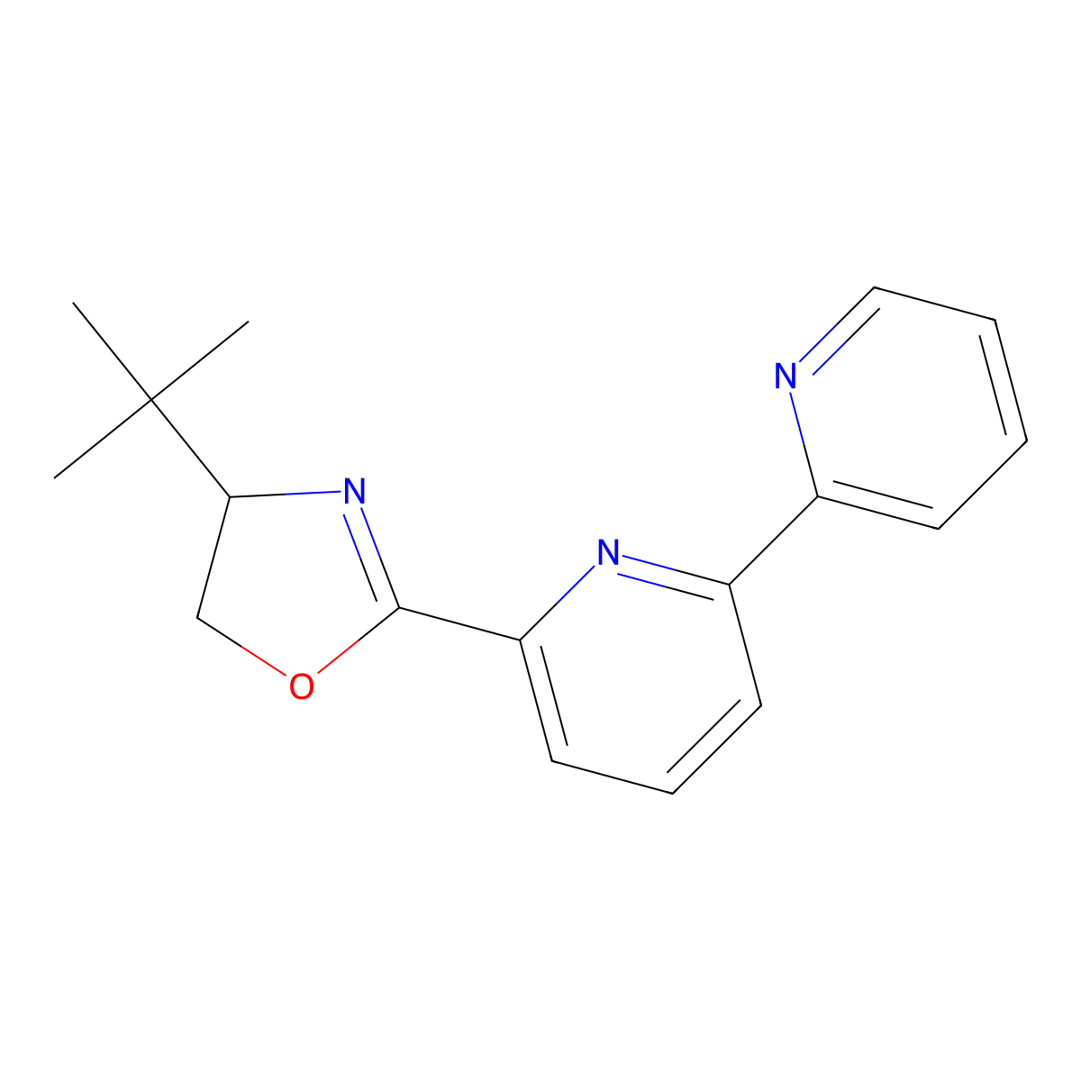 (R)-2-([2,2'-Bipyridin]-6-yl)-4-(tert-butyl)-4,5-dihydrooxazole molecular structure, CAS 2757082-47-4