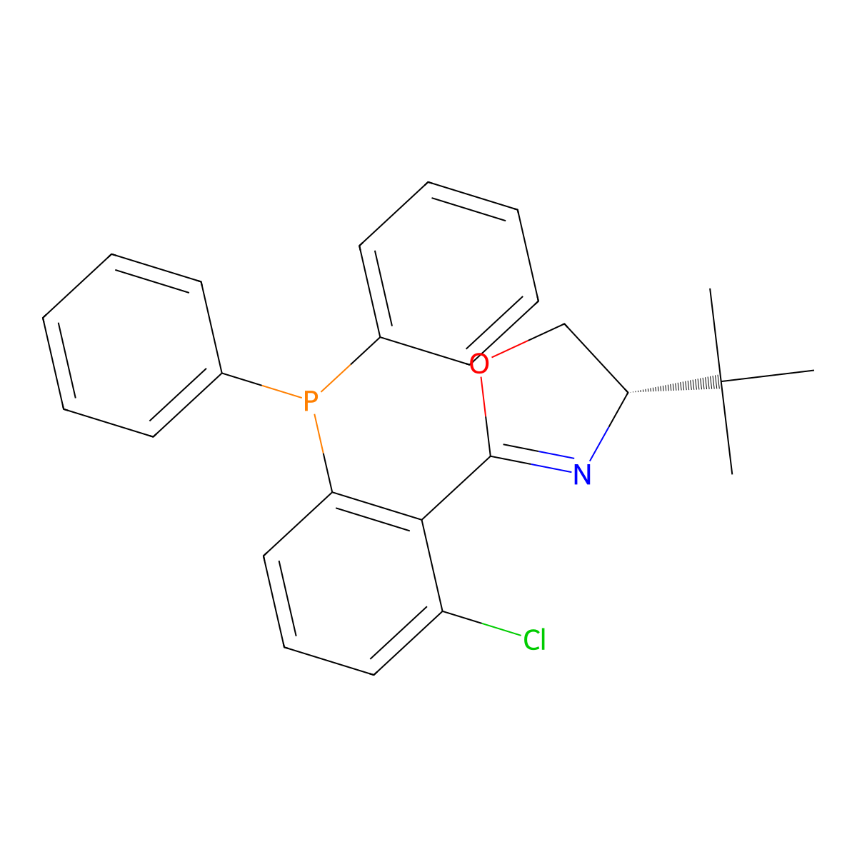 (S)-4-(tert-Butyl)-2-(2-chloro-6-(diphenylphosphaneyl)phenyl)-4,5-dihydrooxazole molecular structure, CAS 2757082-50-9