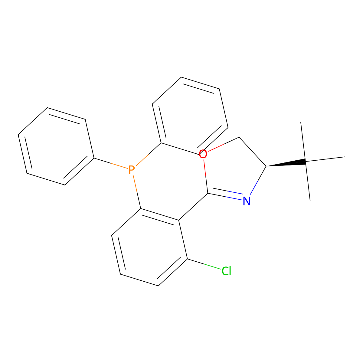 (R)-4-(tert-Butyl)-2-(2-chloro-6-(diphenylphosphaneyl)phenyl)-4,5-dihydrooxazole molecular structure, CAS 2757082-51-0