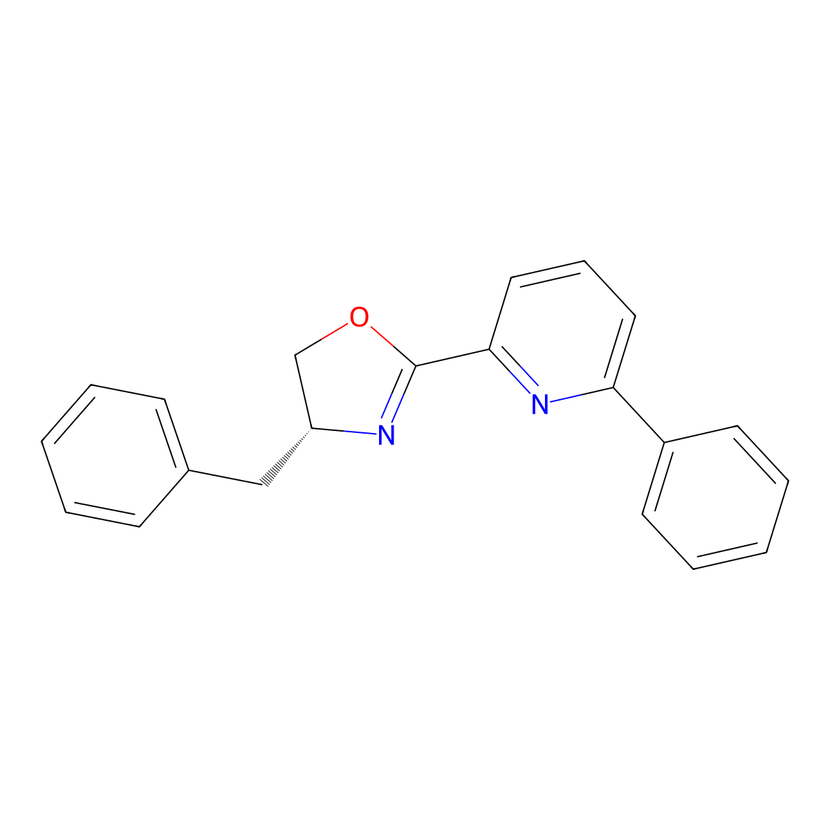 (R)-4-Benzyl-2-(6-phenylpyridin-2-yl)-4,5-dihydrooxazole molecular structure, CAS 2757082-55-4