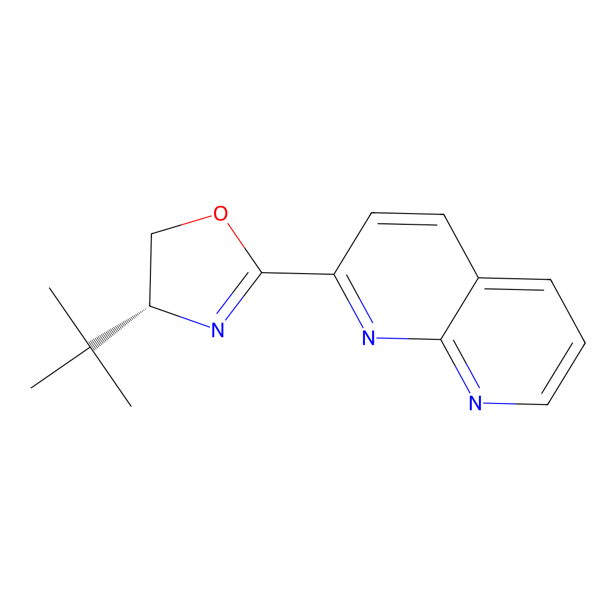 (R)-4-(tert-Butyl)-2-(1,8-naphthyridin-2-yl)-4,5-dihydrooxazole molecular structure, CAS 2757082-56-5