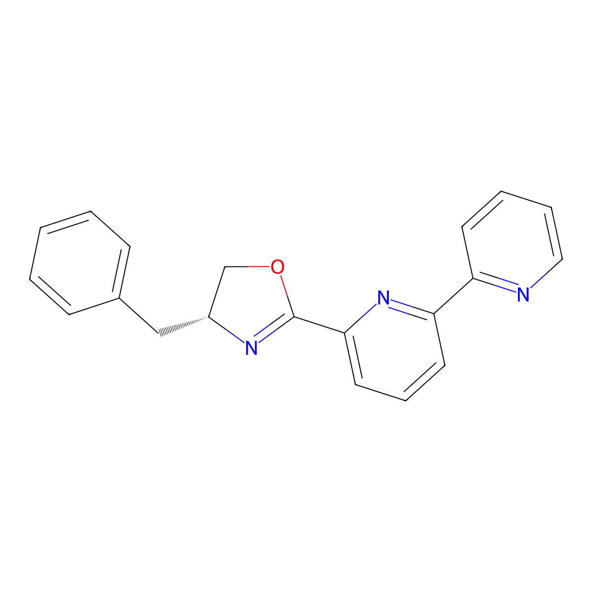 (R)-2-([2,2'-Bipyridin]-6-yl)-4-benzyl-4,5-dihydrooxazole molecular structure, CAS 2757082-58-7