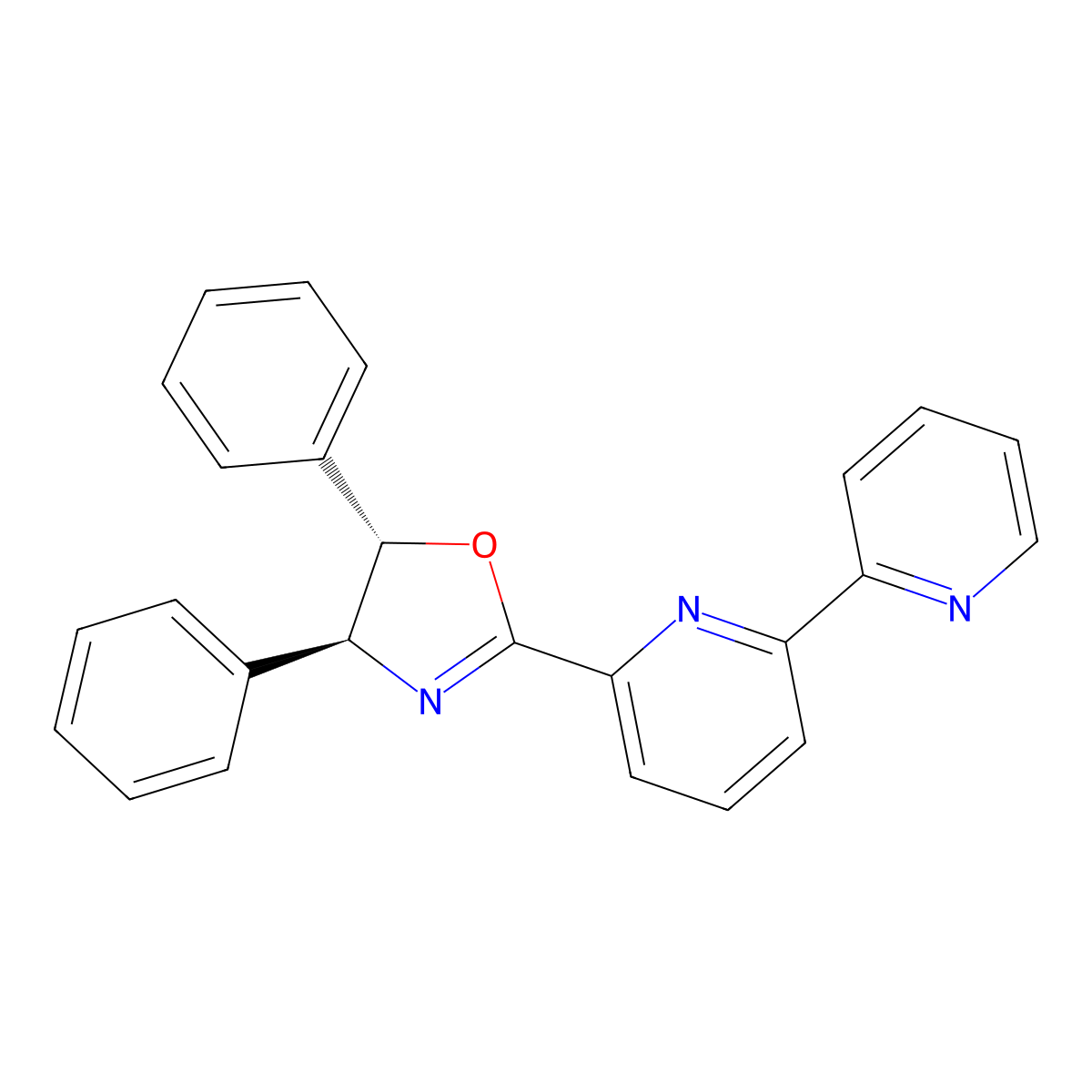 (4S,5S)-2-([2,2'-Bipyridin]-6-yl)-4,5-diphenyl-4,5-dihydrooxazole molecular structure, CAS 2757082-64-5
