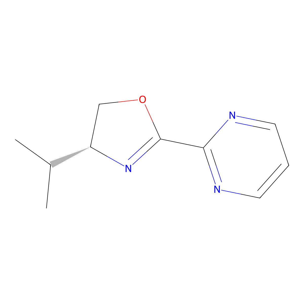 (R)-4-Isopropyl-2-(pyrimidin-2-yl)-4,5-dihydrooxazole molecular structure, CAS 2757082-66-7