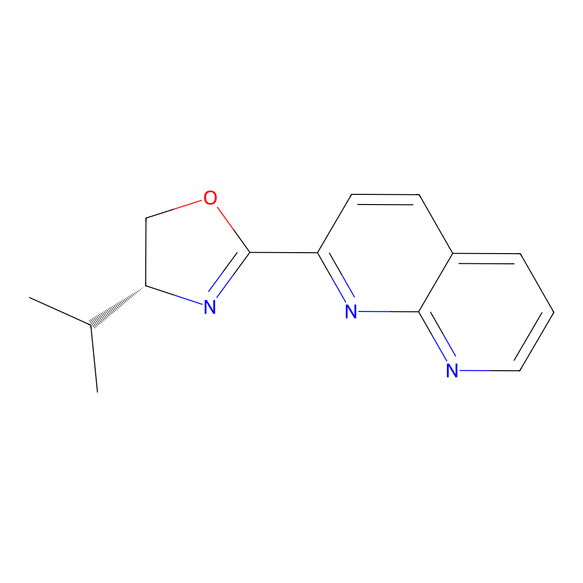 (R)-4-Isopropyl-2-(1,8-naphthyridin-2-yl)-4,5-dihydrooxazole molecular structure, CAS 2757082-67-8