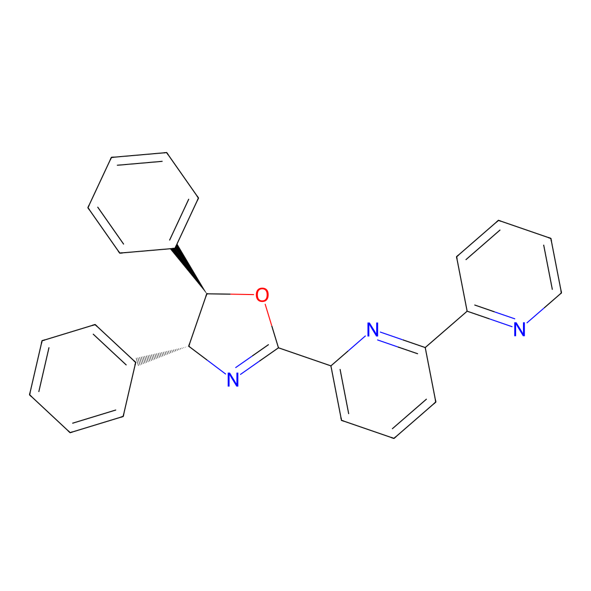 (4R,5R)-2-([2,2'-Bipyridin]-6-yl)-4,5-diphenyl-4,5-dihydrooxazole molecular structure, CAS 2757082-68-9