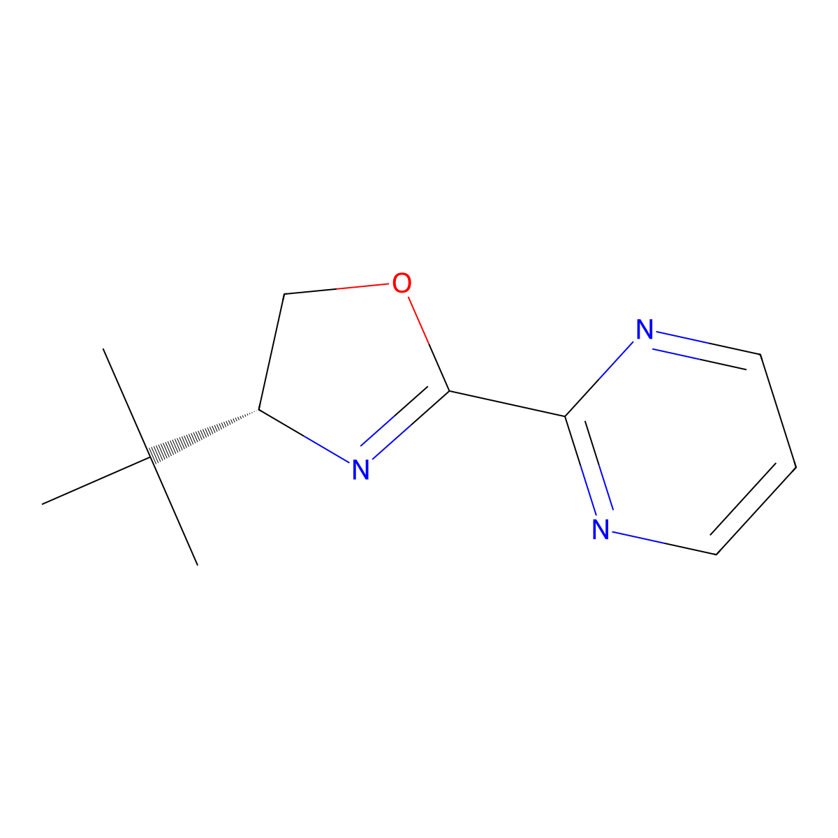 (R)-4-(tert-Butyl)-2-(pyrimidin-2-yl)-4,5-dihydrooxazole molecular structure, CAS 2757082-72-5