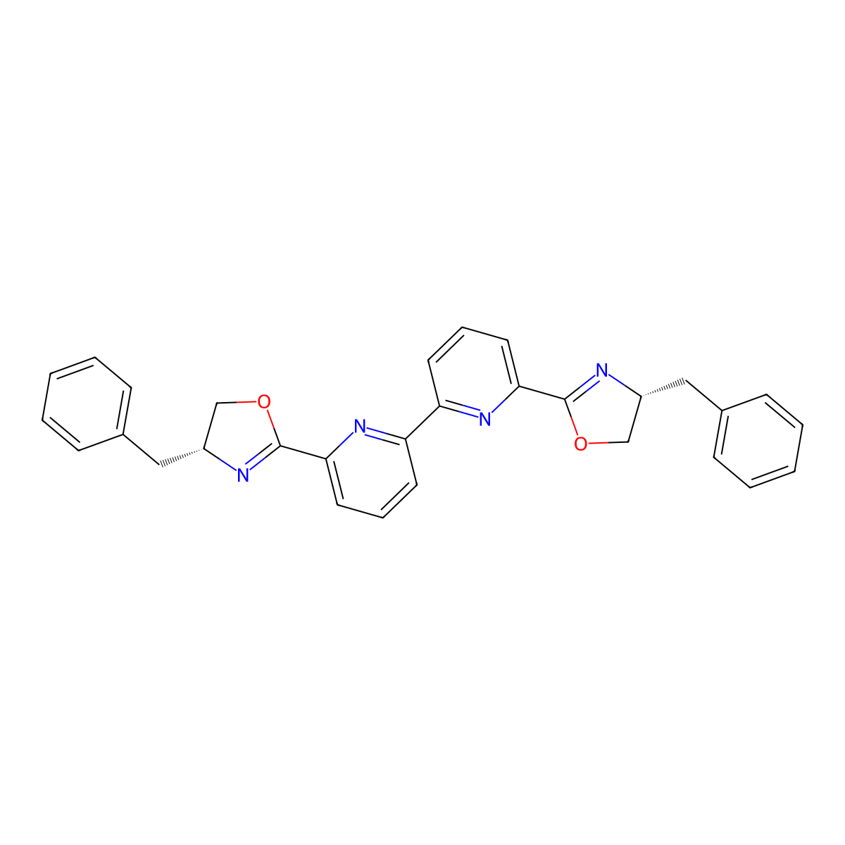 6,6'-Bis((R)-4-benzyl-4,5-dihydrooxazol-2-yl)-2,2'-bipyridine molecular structure, CAS 2757082-74-7