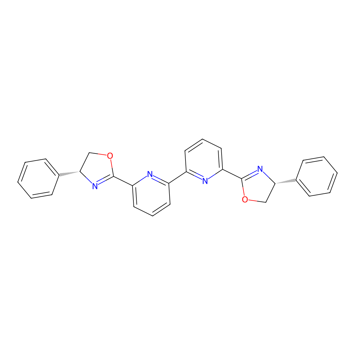 6,6'-Bis((R)-4-phenyl-4,5-dihydrooxazol-2-yl)-2,2'-bipyridine molecular structure, CAS 2757082-77-0