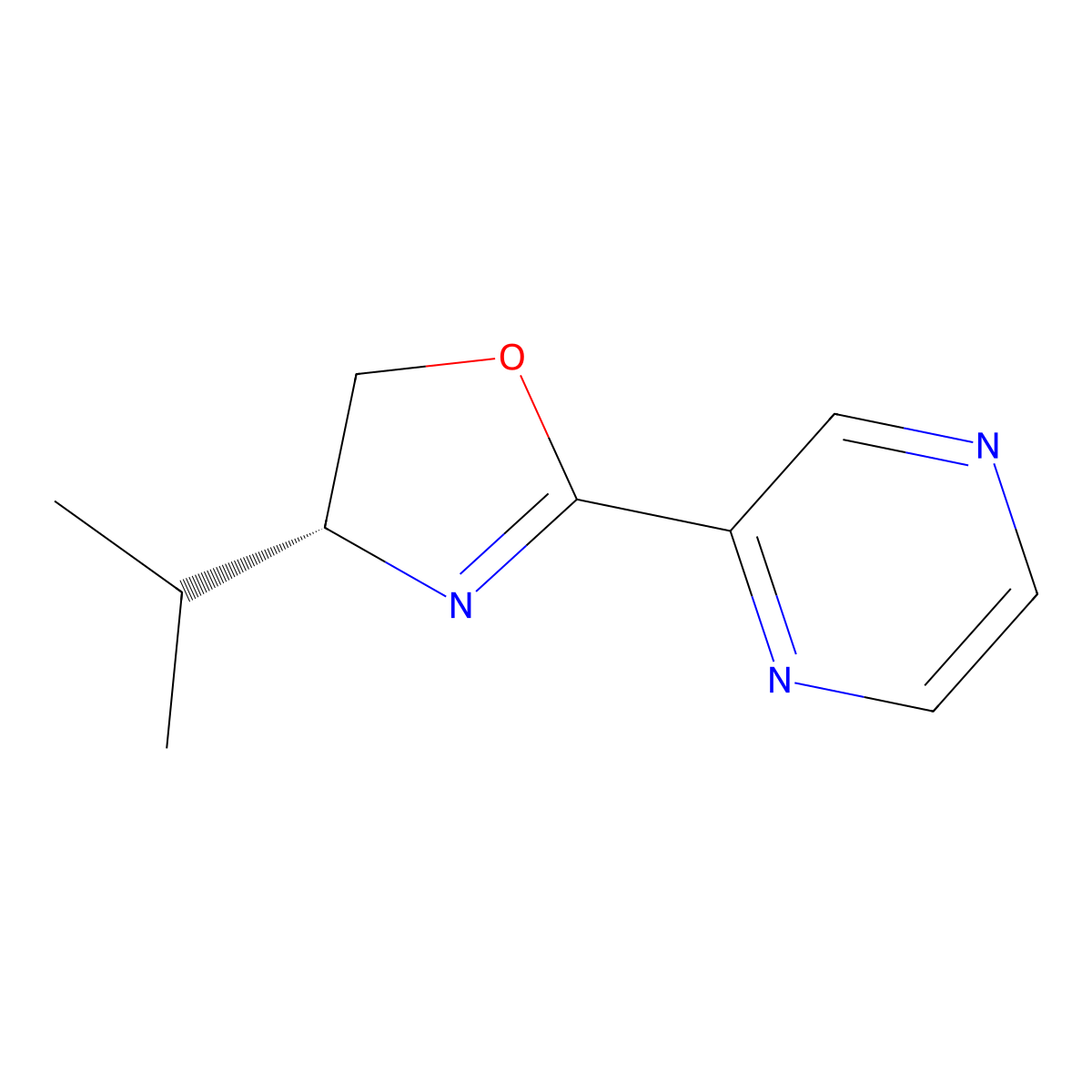 (R)-4-Isopropyl-2-(pyrazin-2-yl)-4,5-dihydrooxazole molecular structure, CAS 2757082-79-2