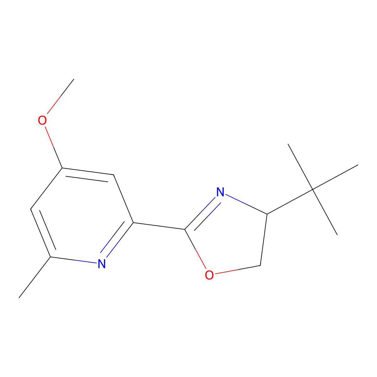 (R)-4-(tert-Butyl)-2-(4-methoxy-6-methylpyridin-2-yl)-4,5-dihydrooxazole molecular structure, CAS 2757082-87-2