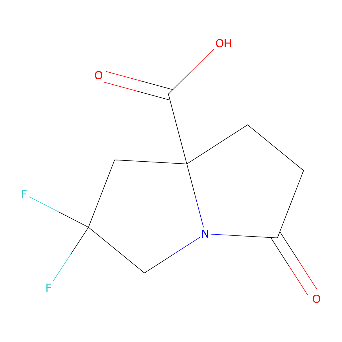 2,2-Difluoro-5-oxohexahydro-1H-pyrrolizine-7a-carboxylic acid molecular structure, CAS 2757082-97-4