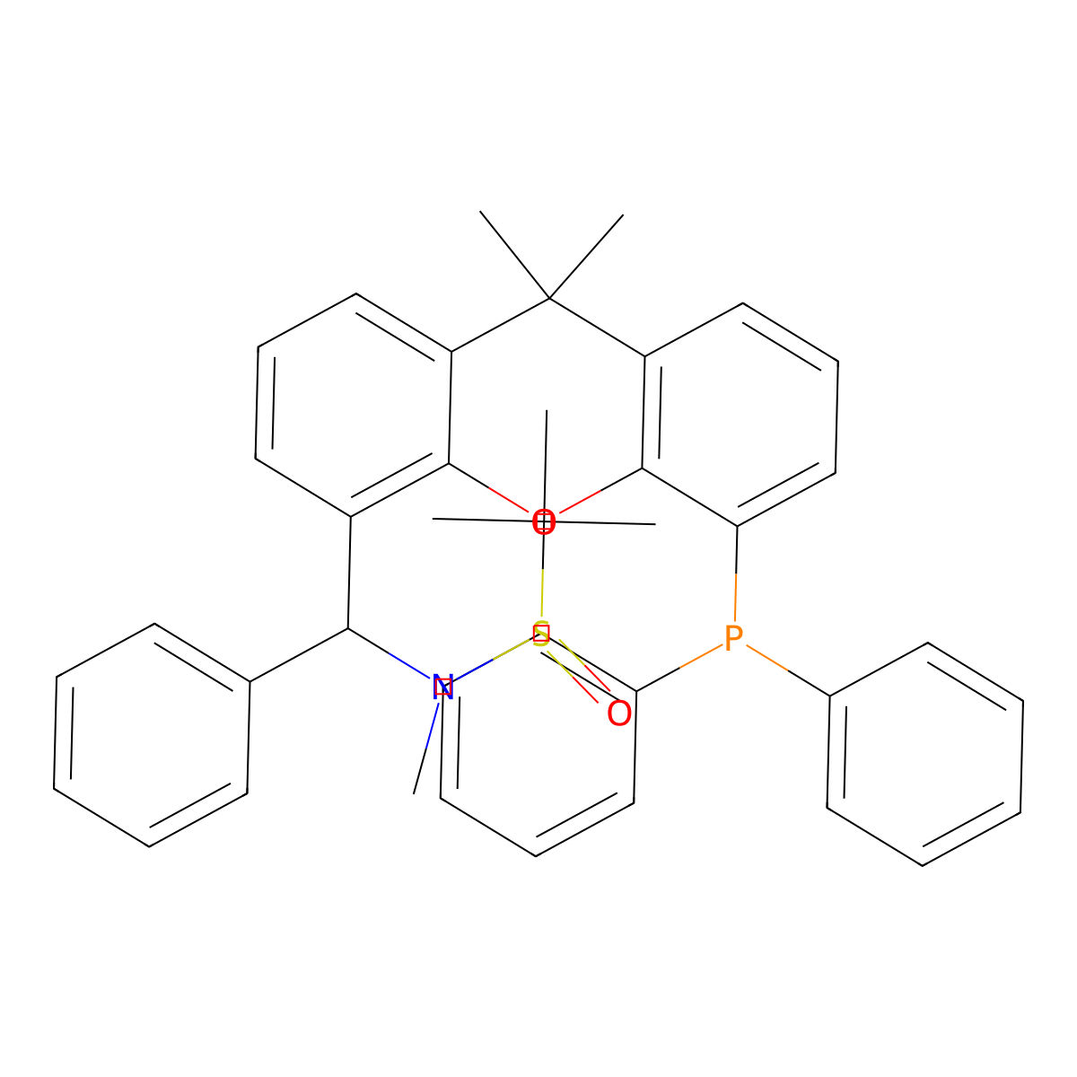 (R)-N-((R)-(5-(Diphenylphosphino)-9,9-dimethyl-9H-xanthen-4-yl)(phenyl)methyl)-N,2-dimethylpropane-2-sulfinamide molecular structure, CAS 2757083-09-1