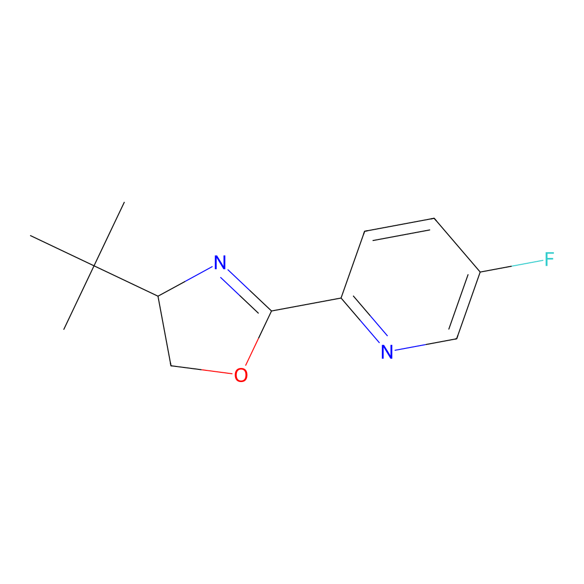 (R)-4-(tert-Butyl)-2-(5-fluoropyridin-2-yl)-4,5-dihydrooxazole molecular structure, CAS 2757083-17-1