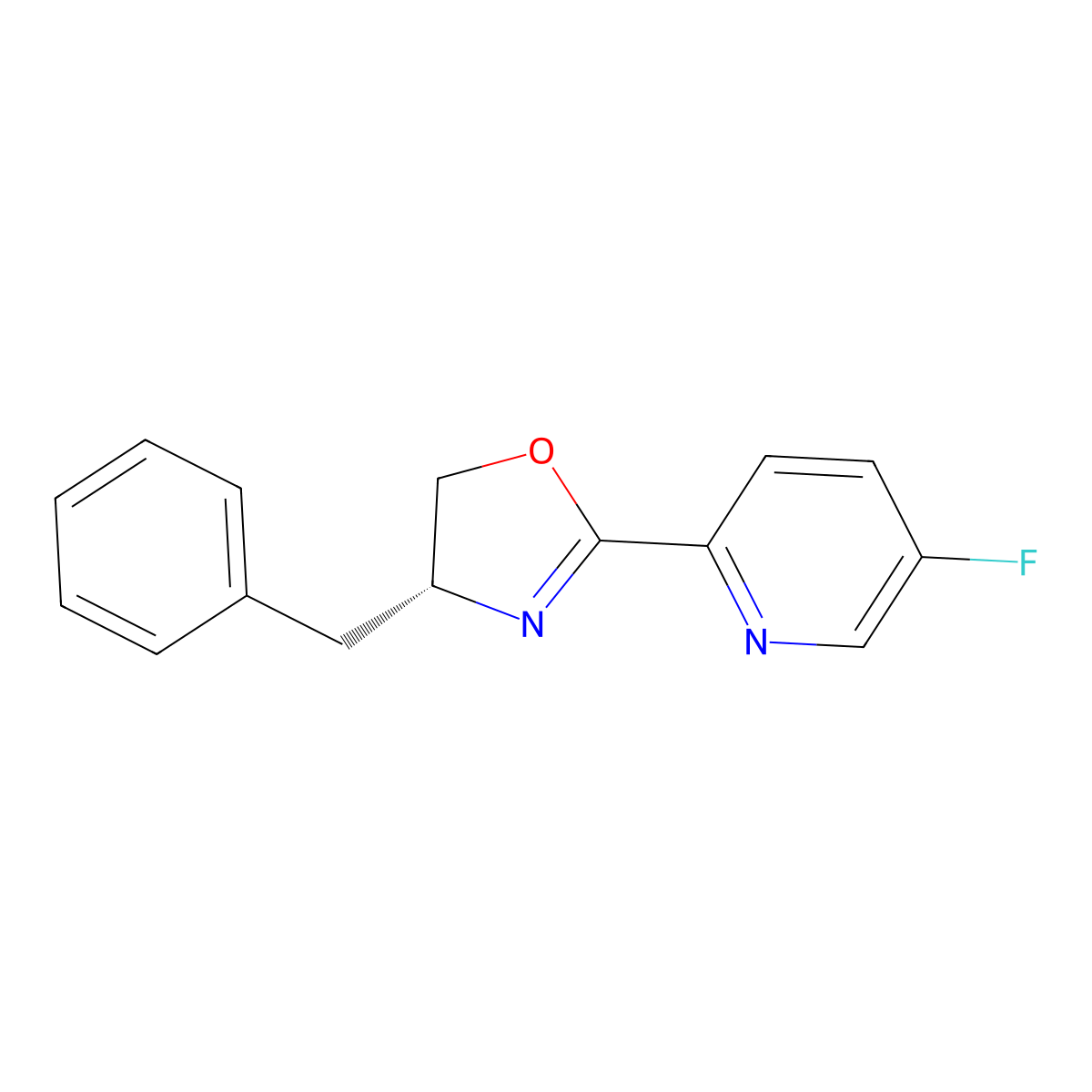 (R)-4-Benzyl-2-(5-fluoropyridin-2-yl)-4,5-dihydrooxazole molecular structure, CAS 2757083-18-2