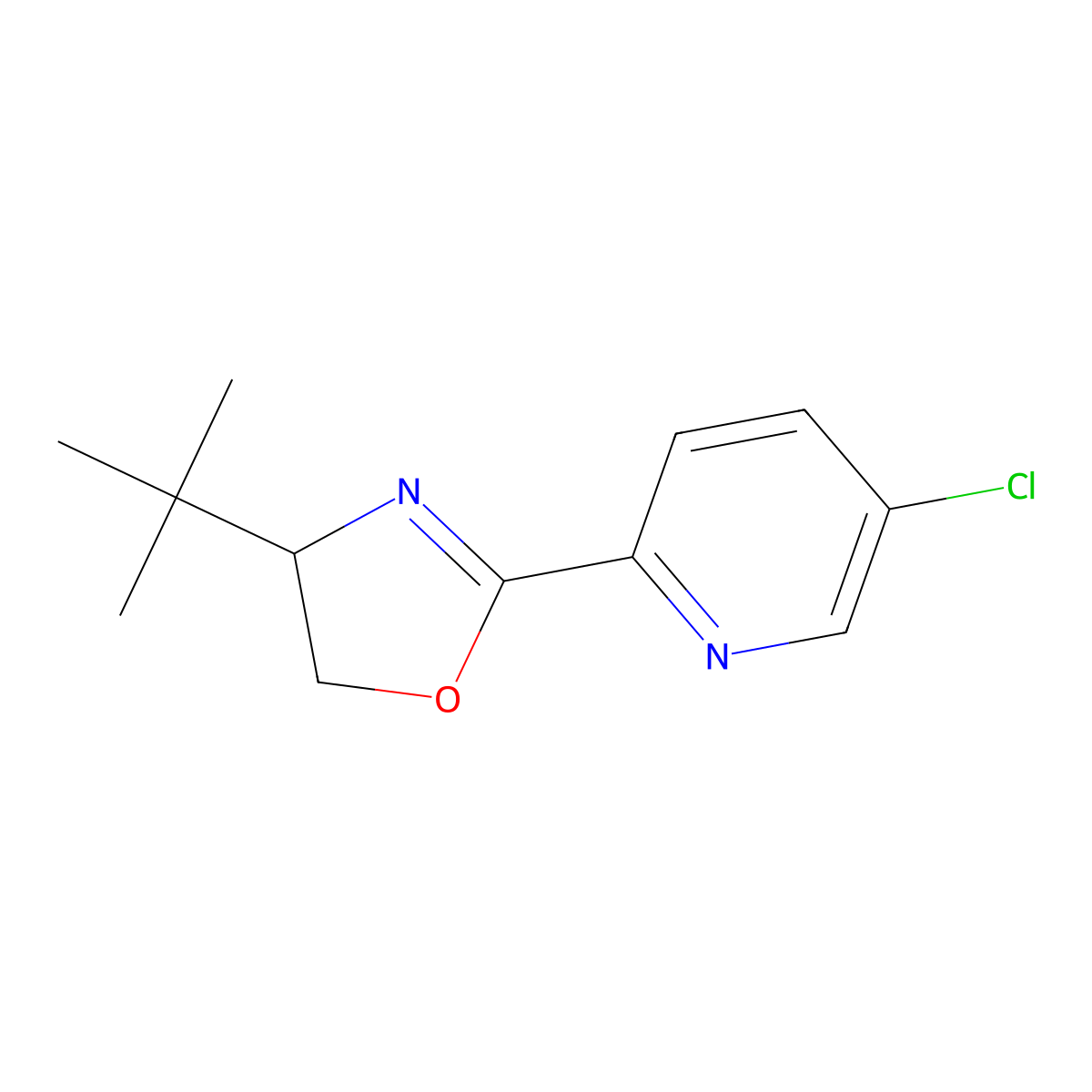 (S)-4-(tert-Butyl)-2-(5-chloropyridin-2-yl)-4,5-dihydrooxazole molecular structure, CAS 2757083-20-6