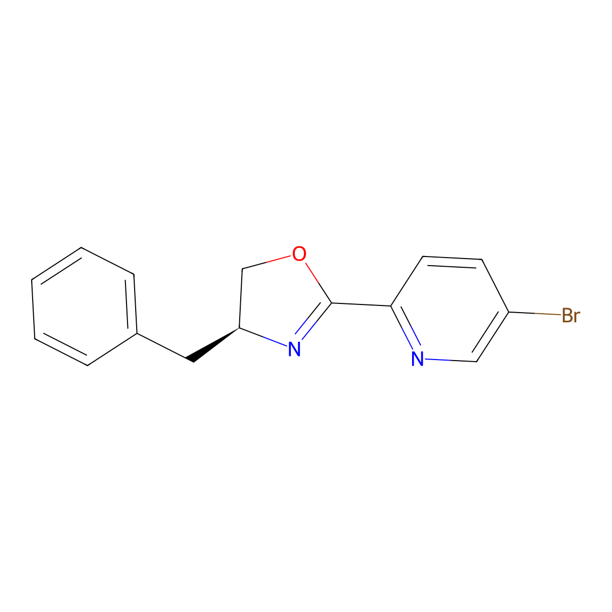 (S)-4-Benzyl-2-(5-bromopyridin-2-yl)-4,5-dihydrooxazole molecular structure, CAS 2757083-28-4