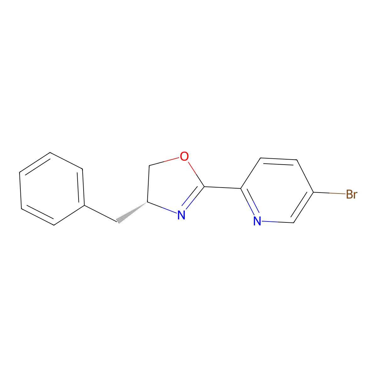 (R)-4-Benzyl-2-(5-bromopyridin-2-yl)-4,5-dihydrooxazole molecular structure, CAS 2757083-32-0