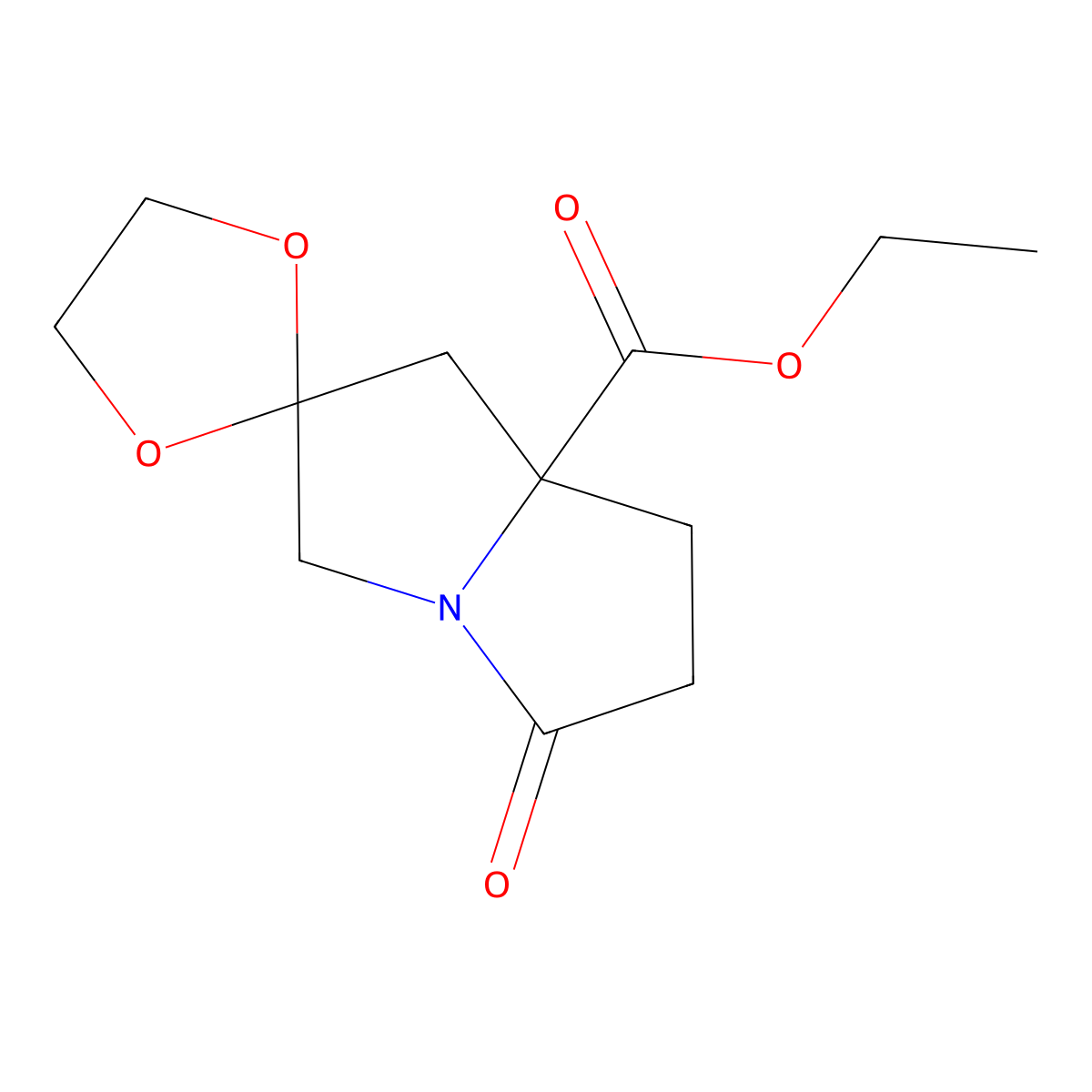 Ethyl 5-oxodihydro-1H,3H-spiro[pyrrolizine-2,2'-[1,3]dioxolane]-7a(5H)-carboxylate molecular structure, CAS 2757083-42-2