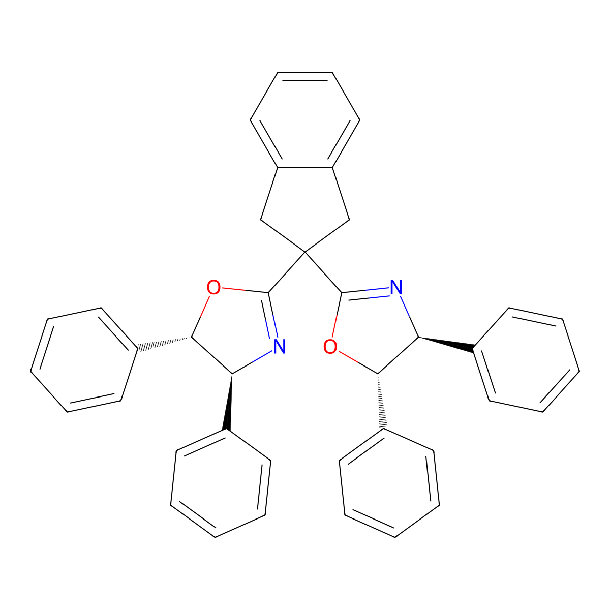 (4S,4'S,5S,5'S)-2,2'-(2,3-Dihydro-1H-indene-2,2-diyl)bis(4,5-diphenyl-4,5-dihydrooxazole) molecular structure, CAS 2757083-45-5