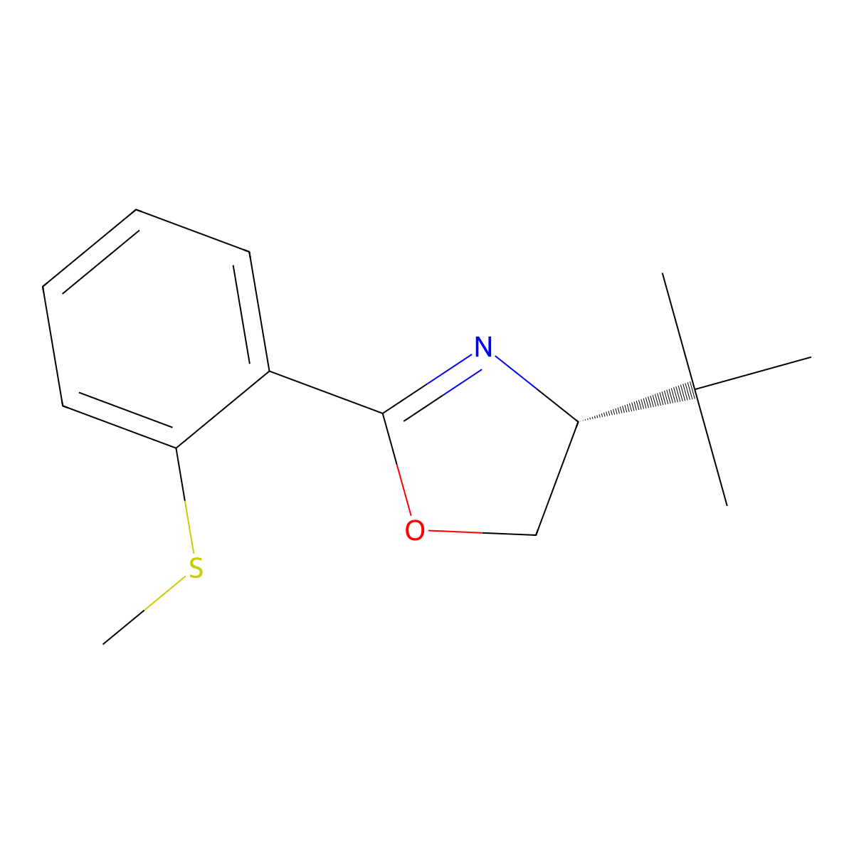 (R)-4-(tert-Butyl)-2-(2-(methylthio)phenyl)-4,5-dihydrooxazole molecular structure, CAS 2757083-71-7