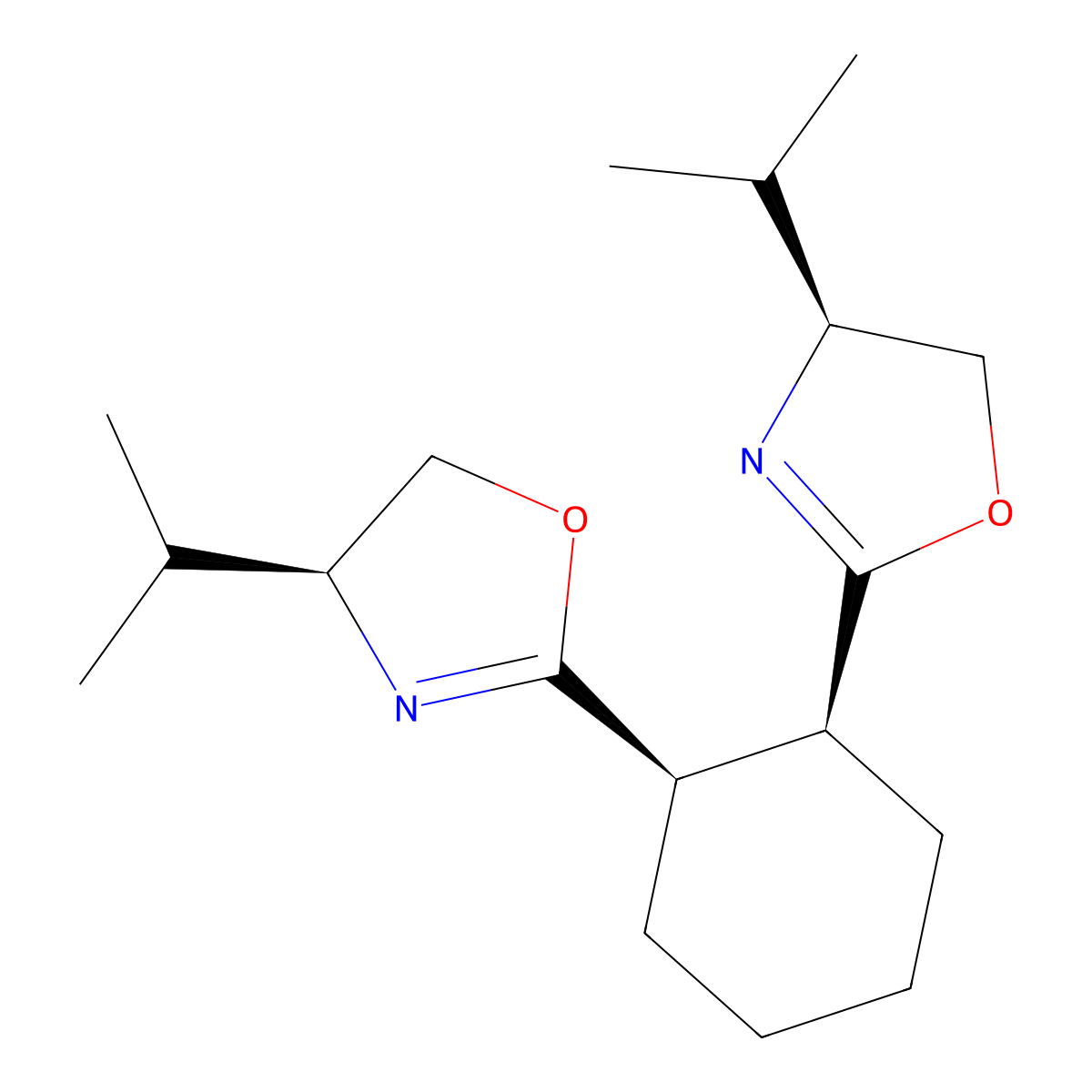 (1R,2S)-1,2-Bis((S)-4-isopropyl-4,5-dihydrooxazol-2-yl)cyclohexane molecular structure, CAS 2757083-80-8