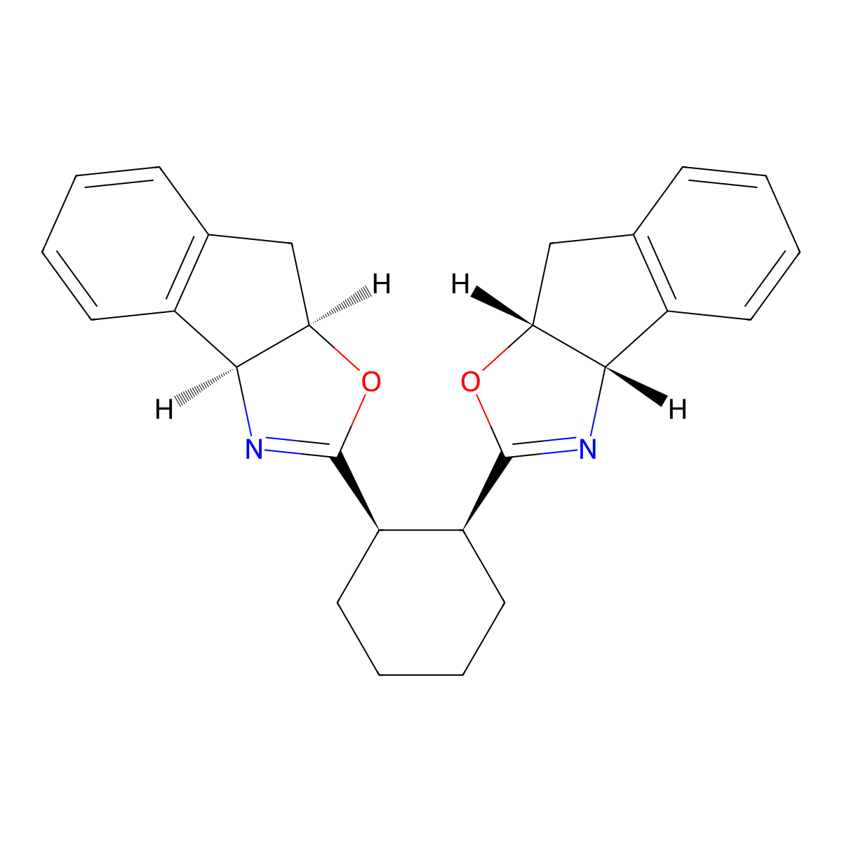 (1R,2S)-1,2-Bis((3aS,8aR)-3a,8a-dihydro-8H-indeno[1,2-d]oxazol-2-yl)cyclohexane molecular structure, CAS 2757083-83-1