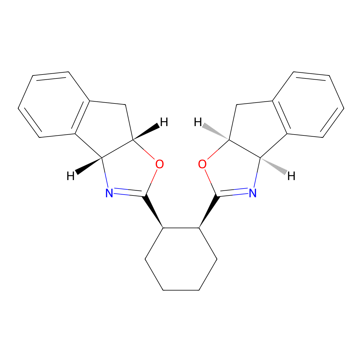 (1R,2S)-1,2-Bis((3aR,8aS)-3a,8a-dihydro-8H-indeno[1,2-d]oxazol-2-yl)cyclohexane molecular structure, CAS 2757083-89-7