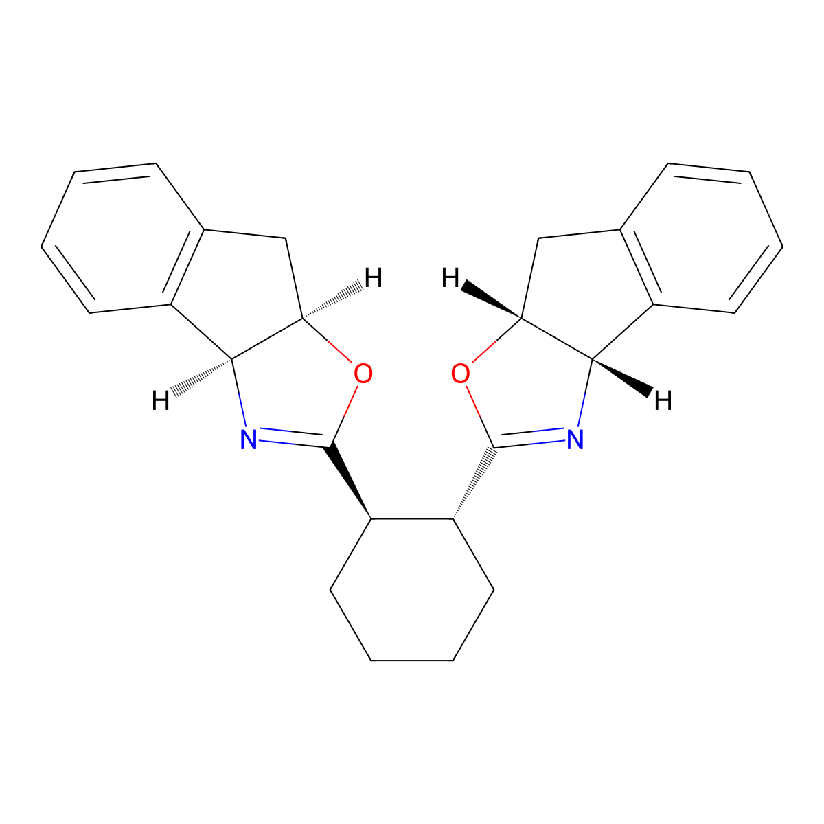 (1R,2R)-1,2-Bis((3aS,8aR)-3a,8a-dihydro-8H-indeno[1,2-d]oxazol-2-yl)cyclohexane molecular structure, CAS 2757083-91-1