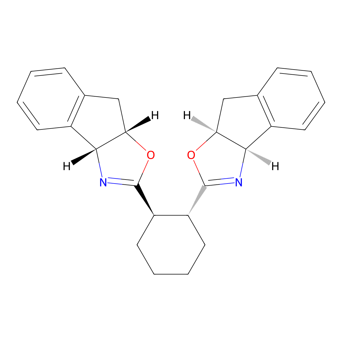 (1R,2R)-1,2-Bis((3aR,8aS)-3a,8a-dihydro-8H-indeno[1,2-d]oxazol-2-yl)cyclohexane molecular structure, CAS 2757083-95-5