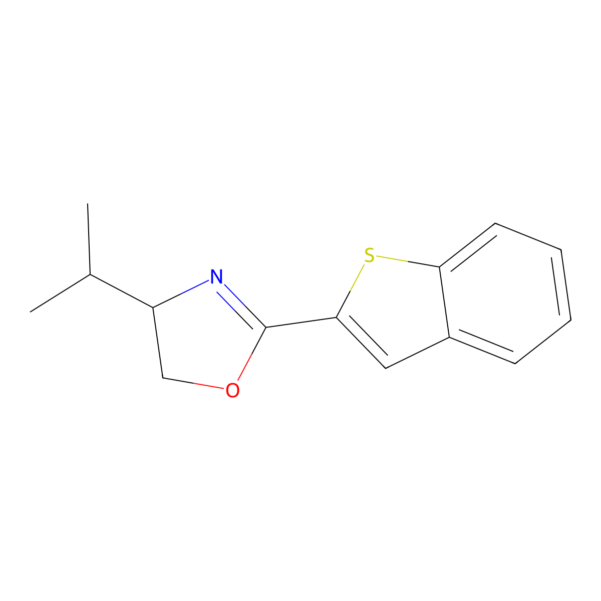 (R)-2-(Benzo[b]thiophen-2-yl)-4-isopropyl-4,5-dihydrooxazole molecular structure, CAS 2757084-00-5