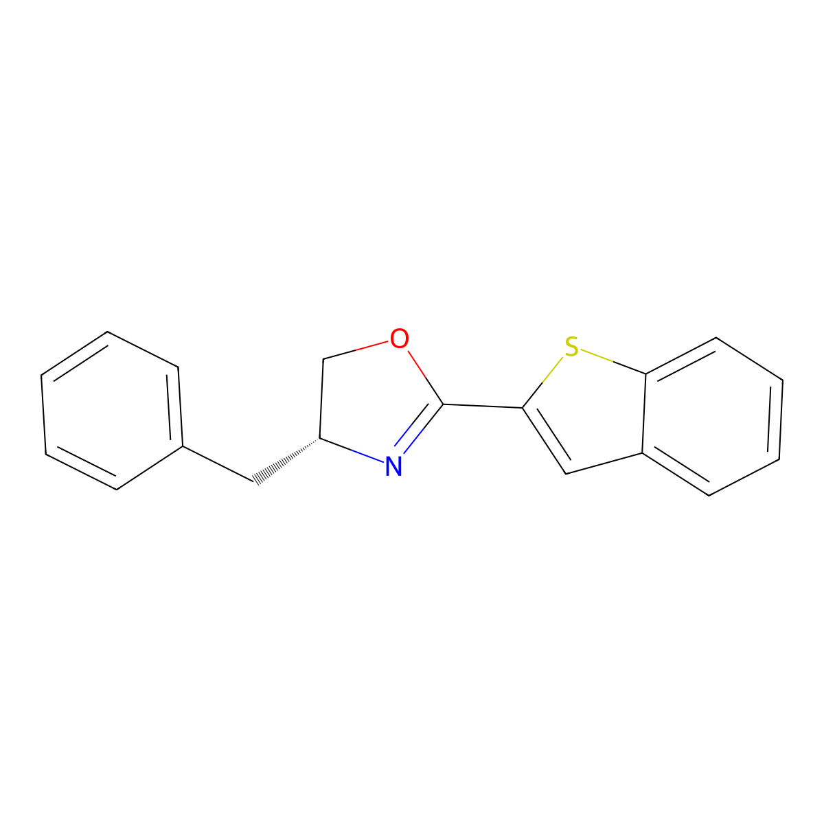 (R)-2-(Benzo[b]thiophen-2-yl)-4-benzyl-4,5-dihydrooxazole molecular structure, CAS 2757084-02-7