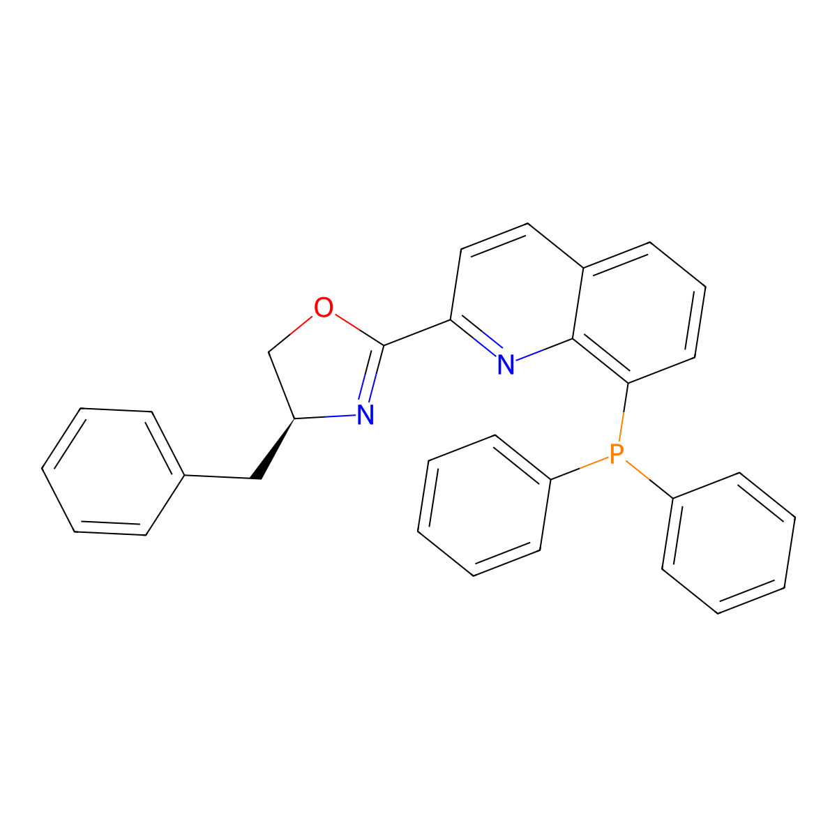 (S)-4-Benzyl-2-(8-(diphenylphosphanyl)quinolin-2-yl)-4,5-dihydrooxazole molecular structure, CAS 2757084-05-0