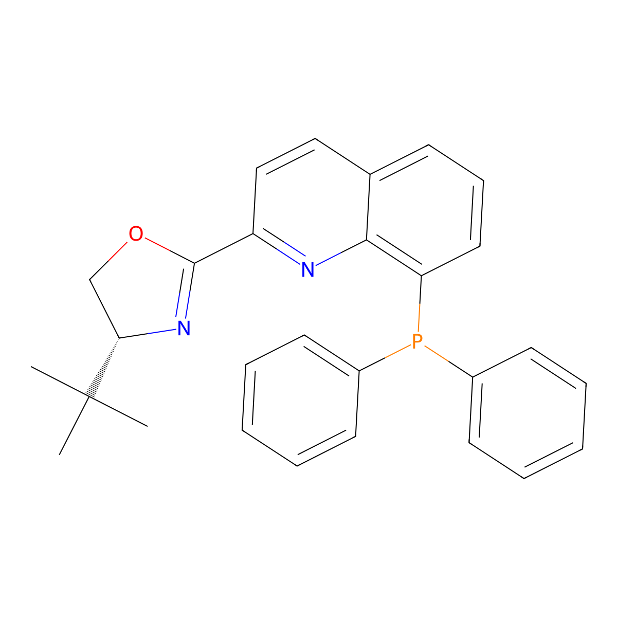 (R)-4-(tert-Butyl)-2-(8-(diphenylphosphanyl)quinolin-2-yl)-4,5-dihydrooxazole molecular structure, CAS 2757084-09-4
